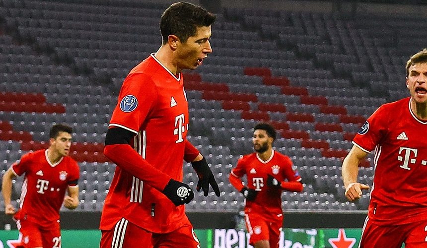 Robert Lewandowski po strzeleniu gola