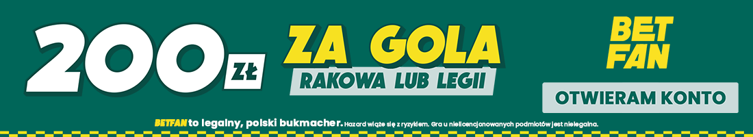 200 zł za gola Rakowa lub Legii - promocja BETFAN
